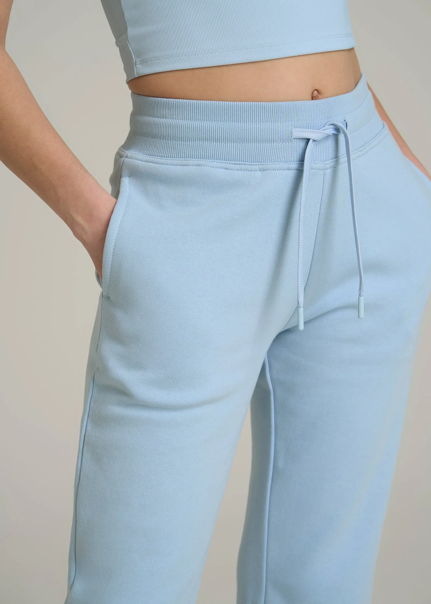 Wearever Fleece Open-Bottom Sweatpants for Tall Women in Ice Blue