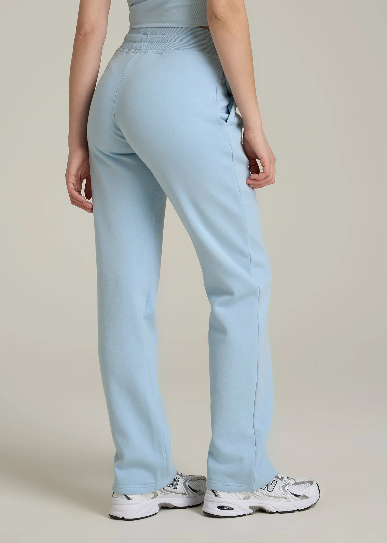 Wearever Fleece Open-Bottom Sweatpants for Tall Women in Ice Blue