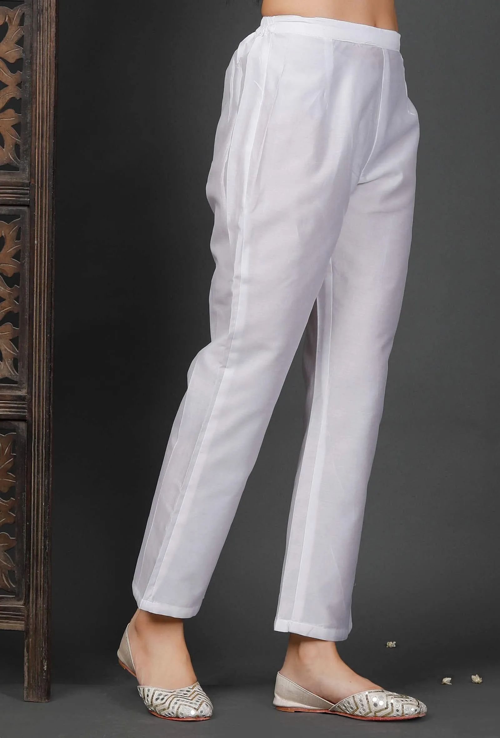 White Chanderi Pants