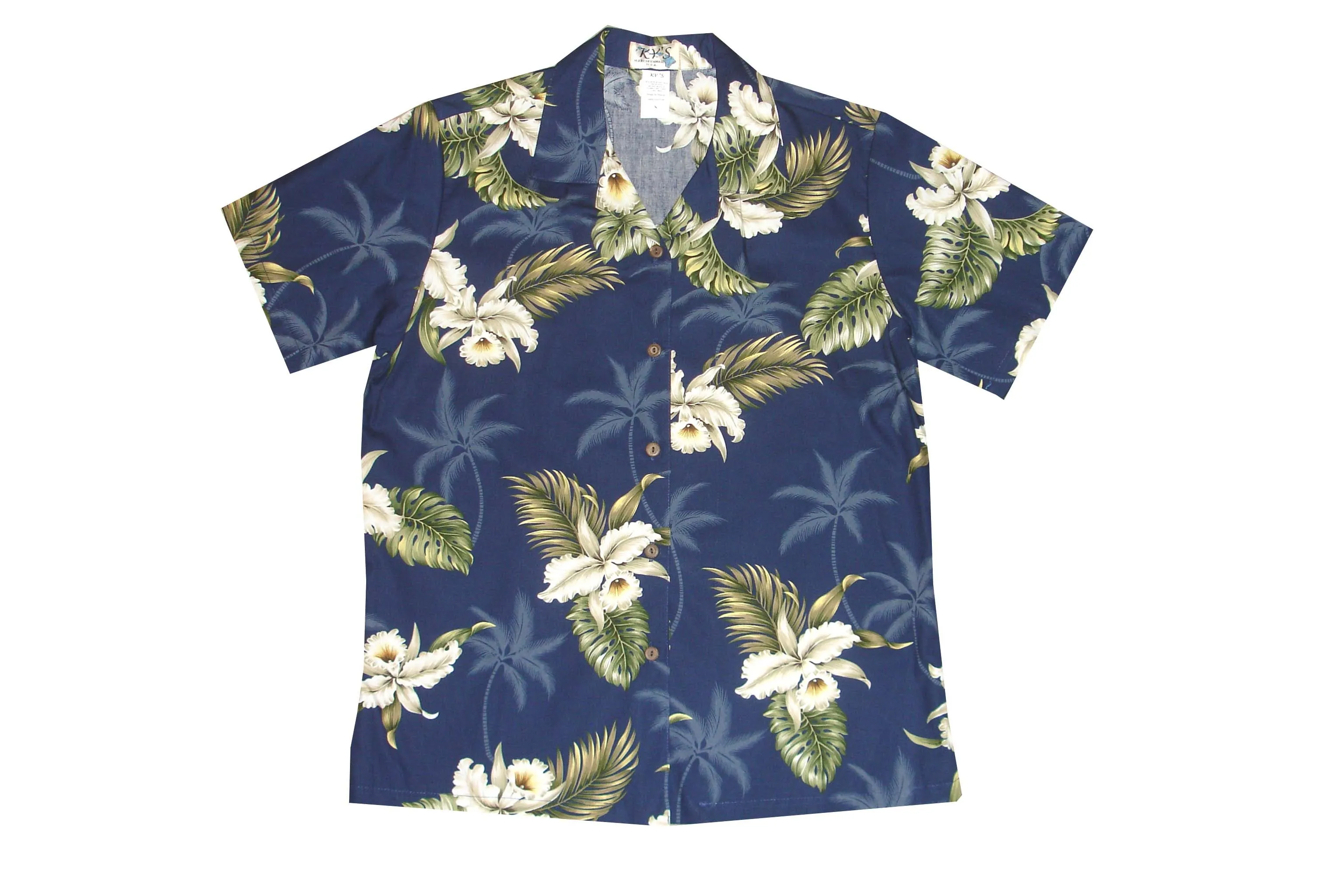 Women Camp Shirt Hawaiian Aloha Shirt Classic Orchid Design