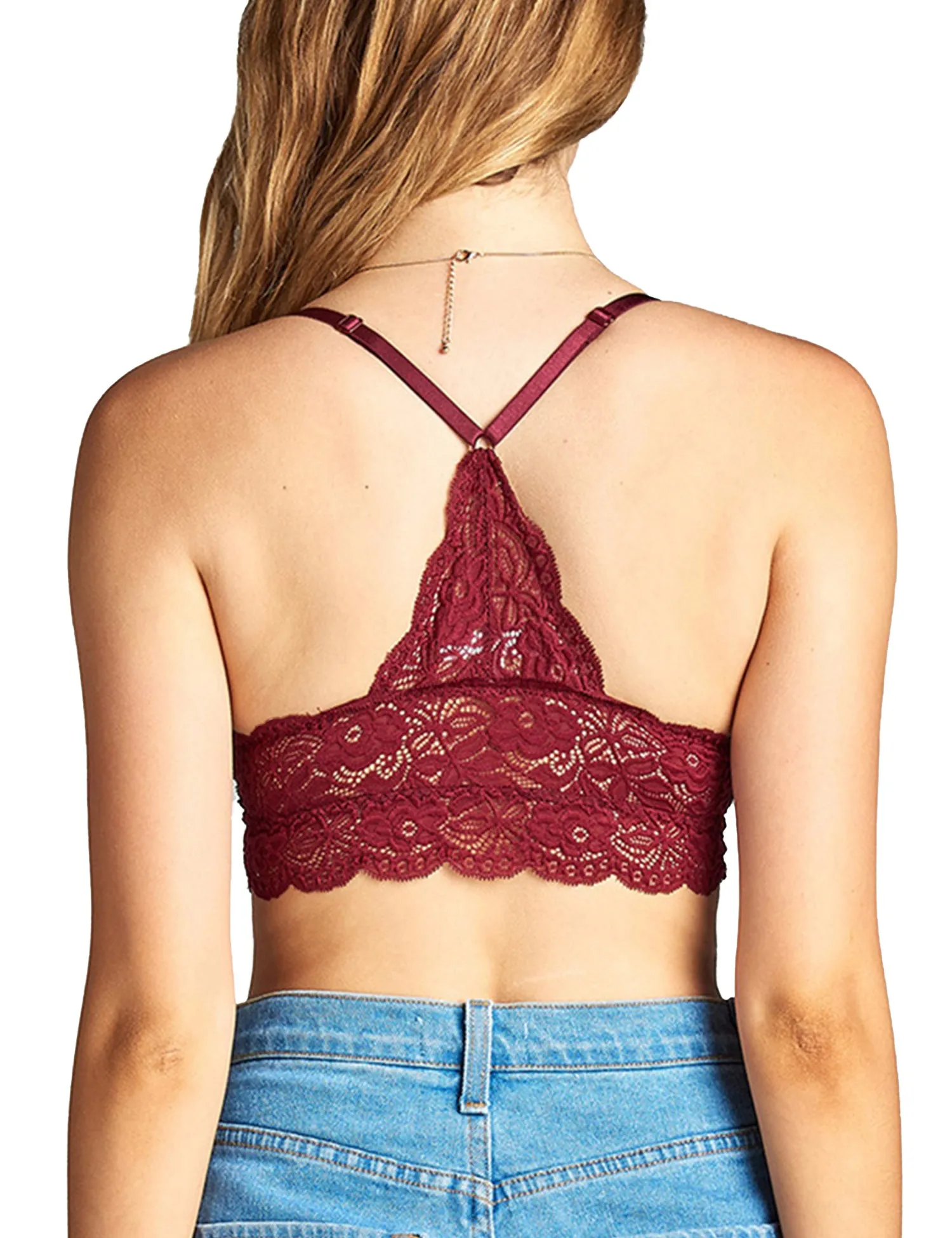 Womens Adjustable Elastic Band Strap Lace Bralette