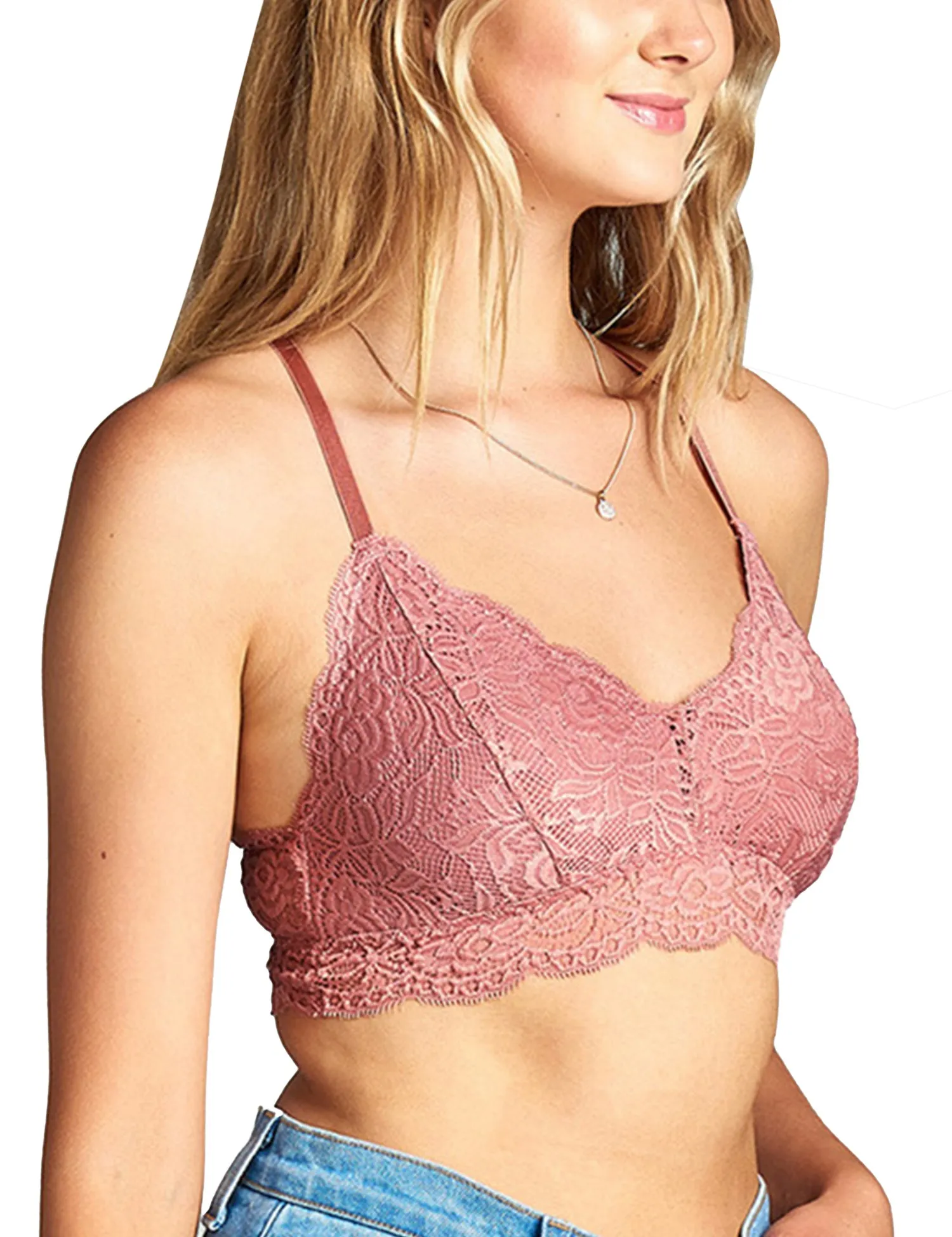 Womens Adjustable Elastic Band Strap Lace Bralette