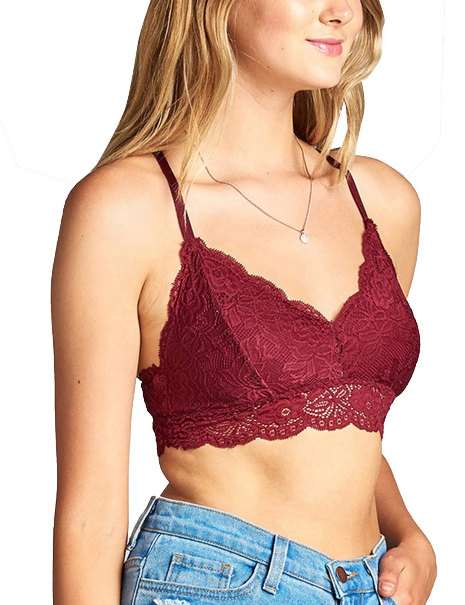 Womens Adjustable Elastic Band Strap Lace Bralette