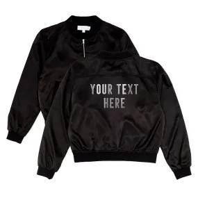 Women’s Custom Printed Black Satin Bomber Jacket