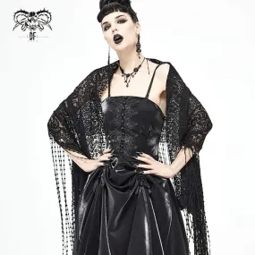 Women's Gothic Crochet Tassels Black Cloak