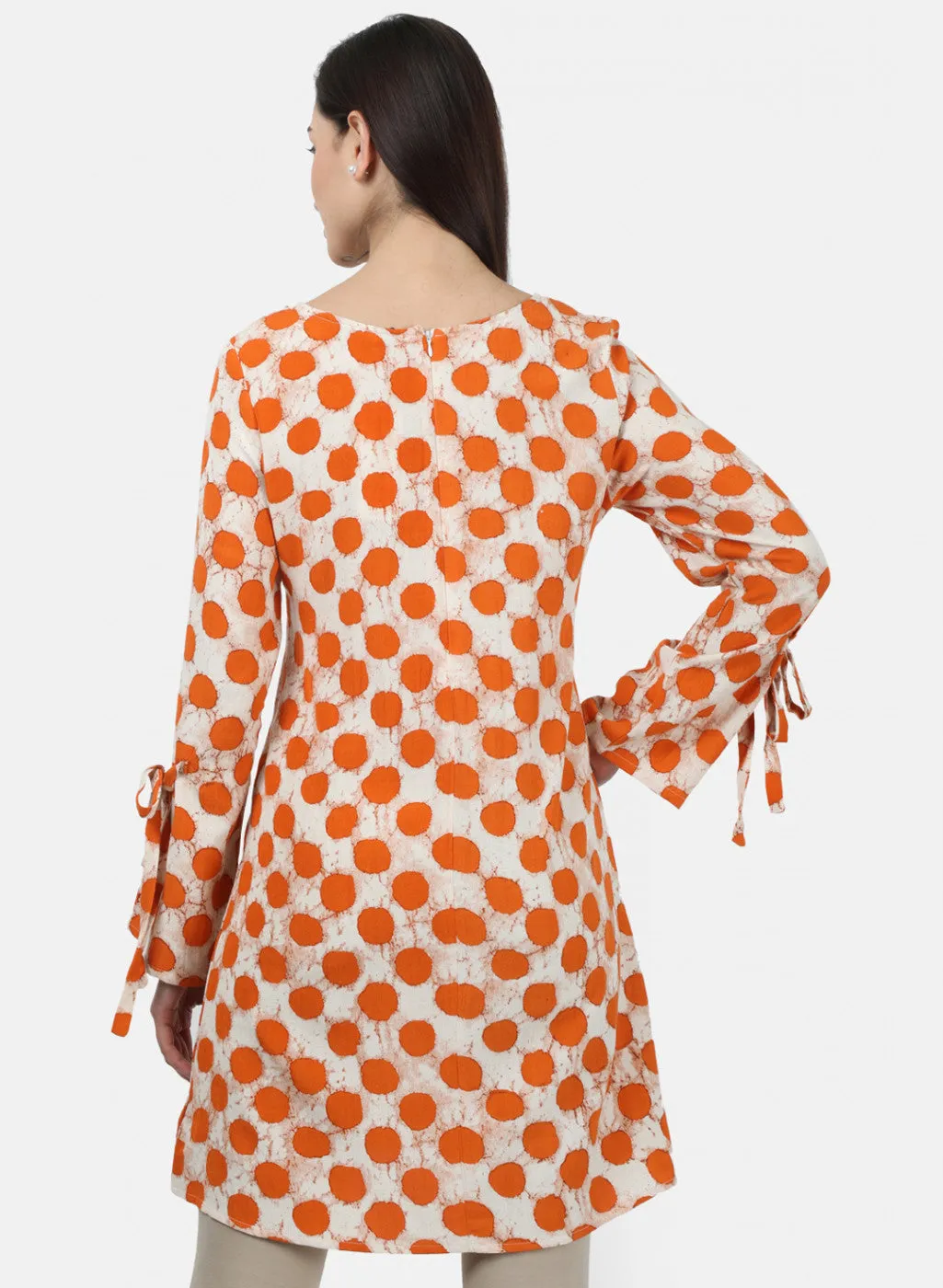 Womens Orange Printed Tunic