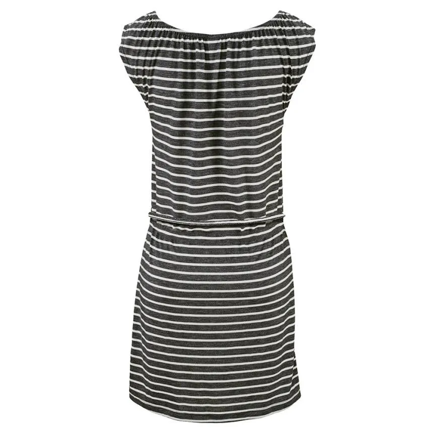 Women's Summer Casual O-Neck Striped Beach Dress