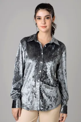 Womens Supersoft Grey Velvet Smart Shirt