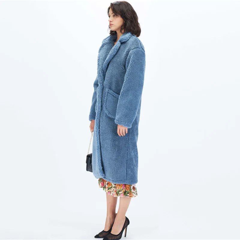 Women's Winter Polyester Long Coat With Pockets