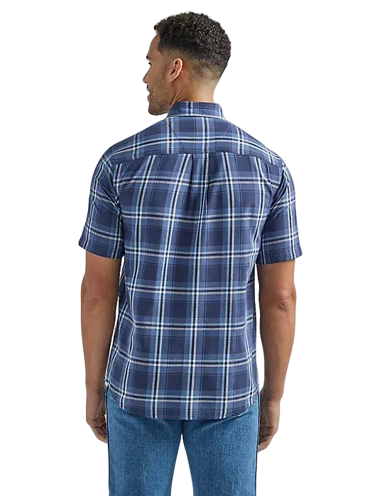 Wrangler Men's Rugged Short Sleeve Easy Care Plaid Blue Deep Shirt - Big