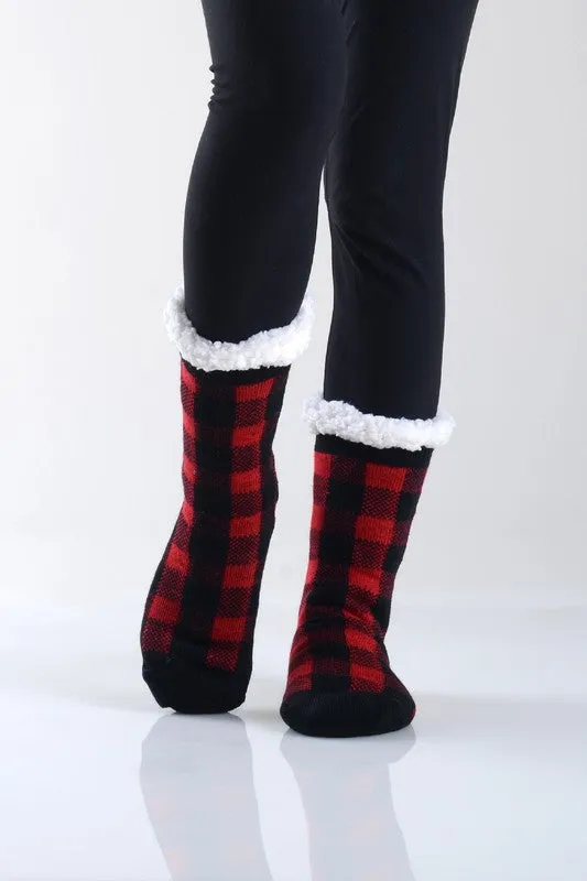 YELETE- Plaid Thermal Double Layer Socks