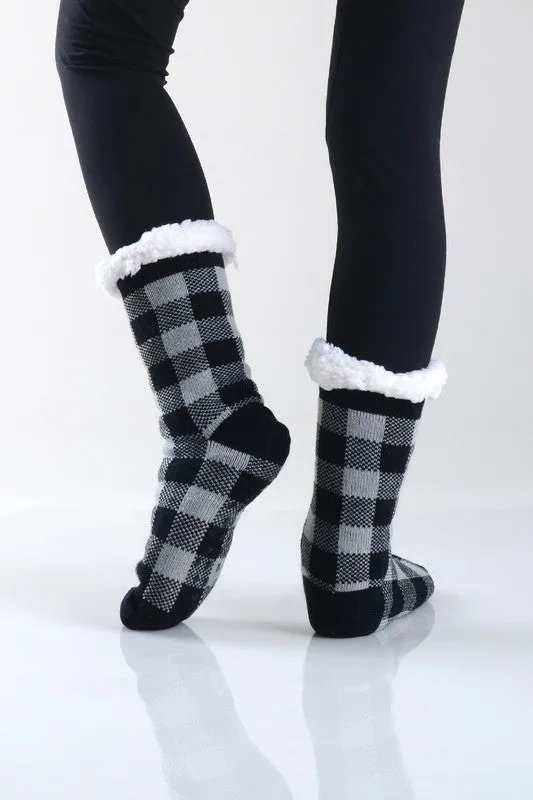 YELETE- Plaid Thermal Double Layer Socks