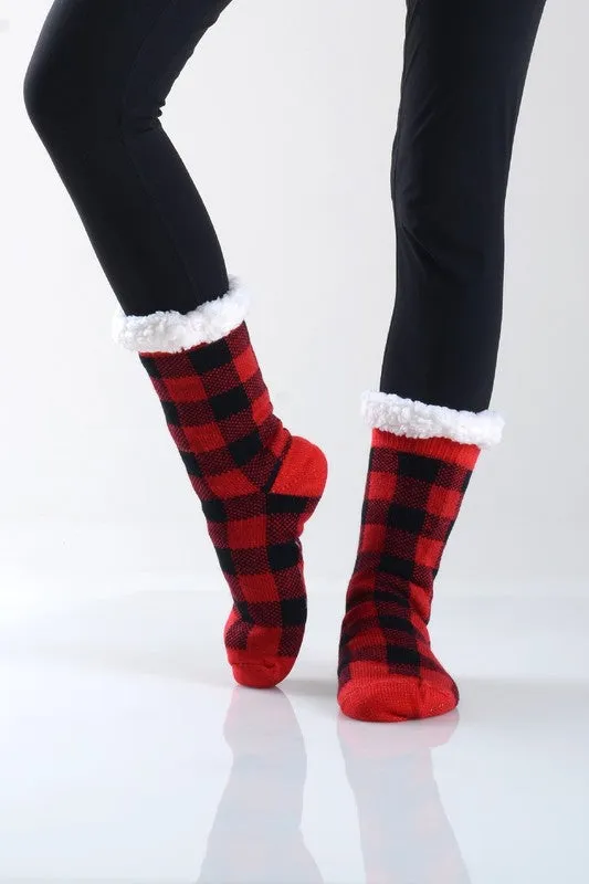 YELETE- Plaid Thermal Double Layer Socks