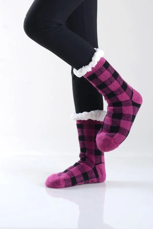 YELETE- Plaid Thermal Double Layer Socks