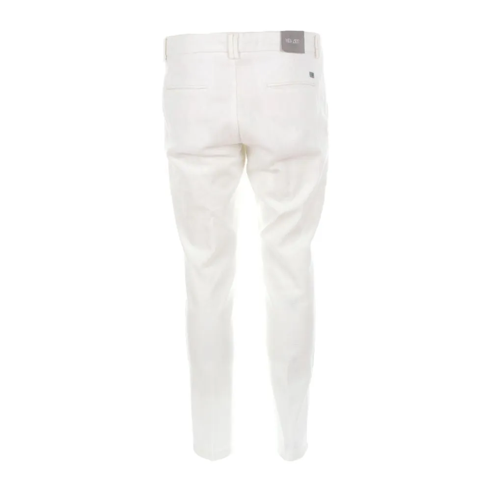 Yes Zee Honeycomb Cotton Chino Trousers - Pristine White