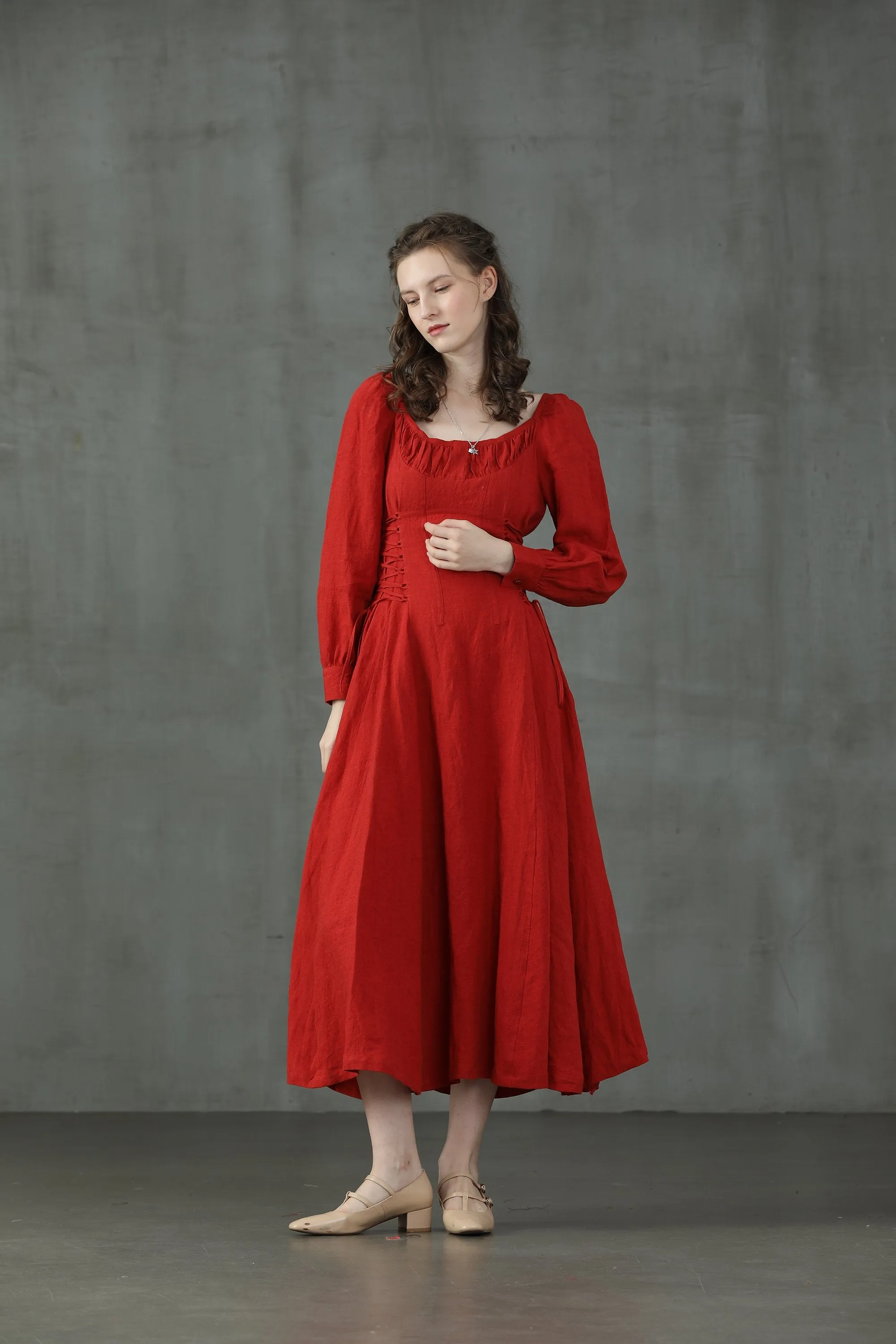 Ylang 15 | maxi Lace-up linen dress