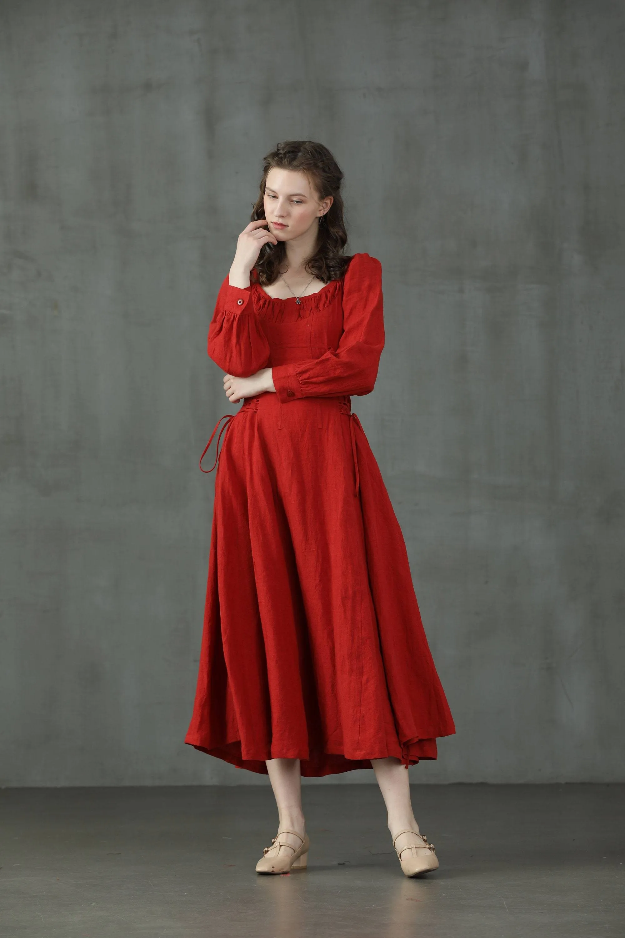 Ylang 15 | maxi Lace-up linen dress