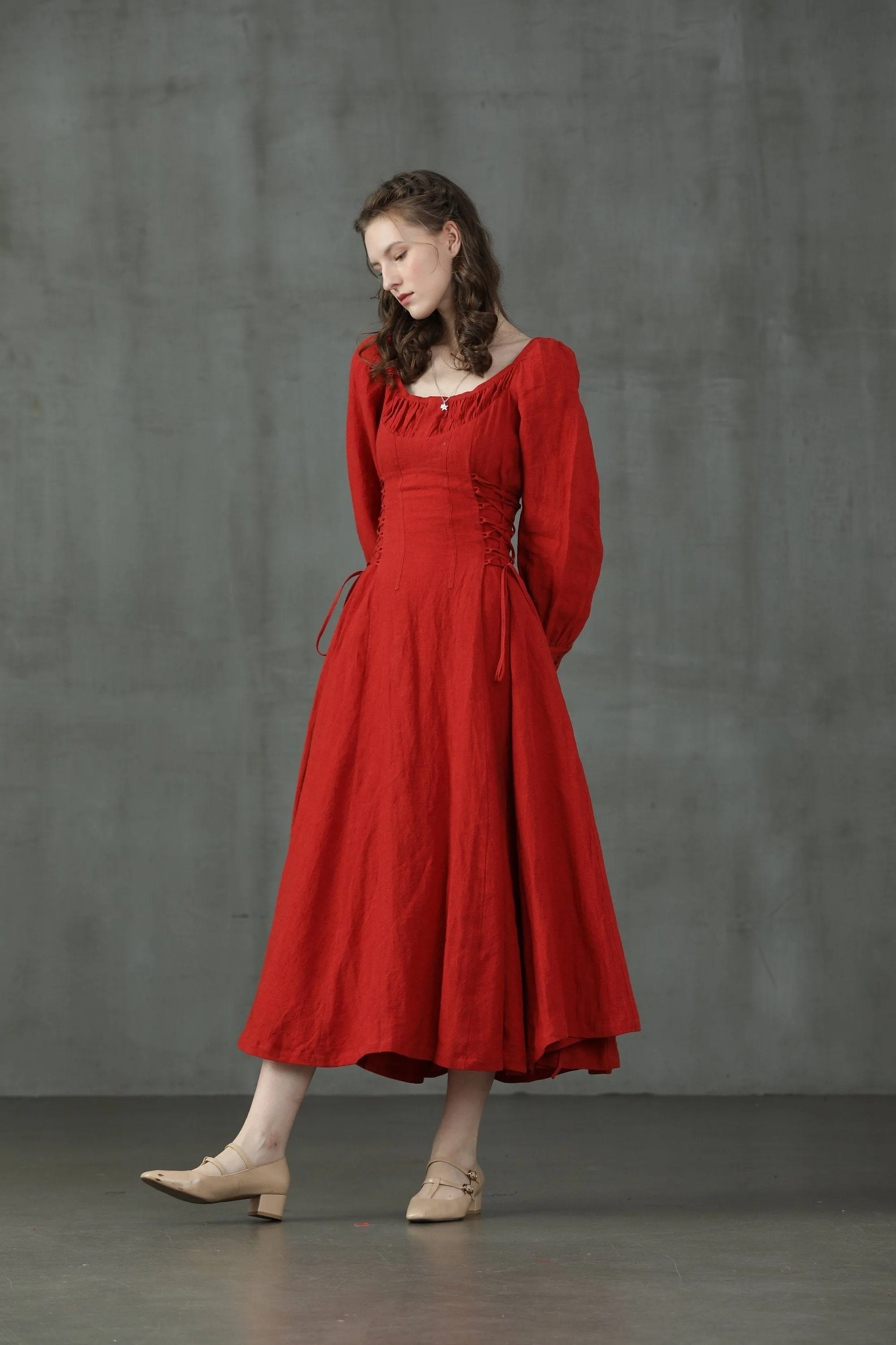 Ylang 15 | maxi Lace-up linen dress