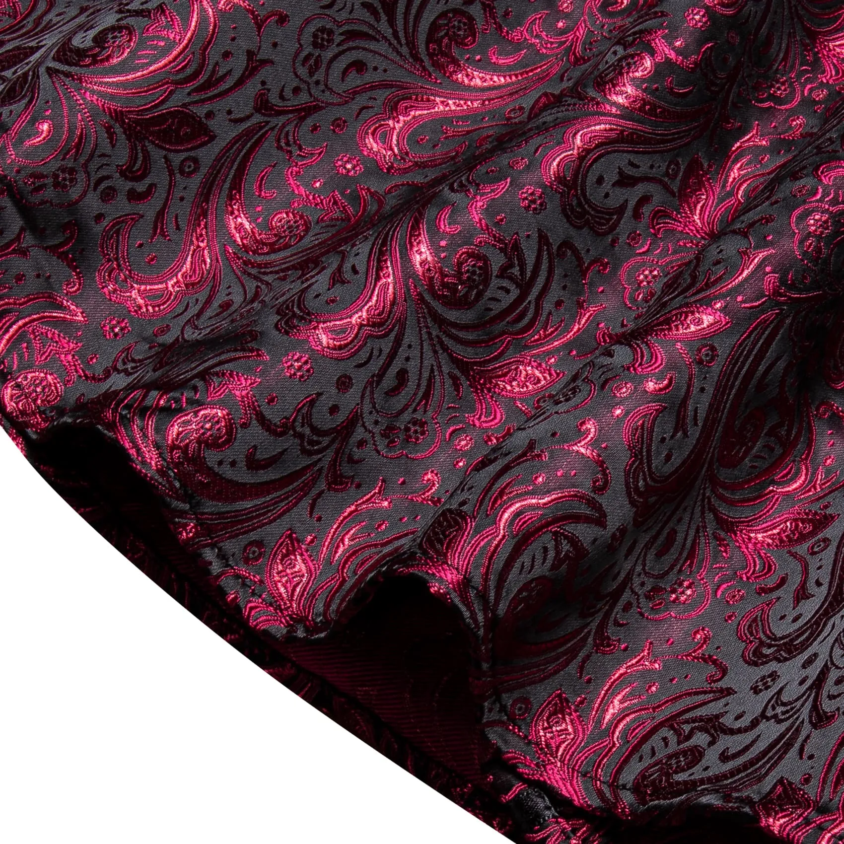 YourTies Burgundy Long Sleeve Top Jacquard Paisley Men's Dress Shirt