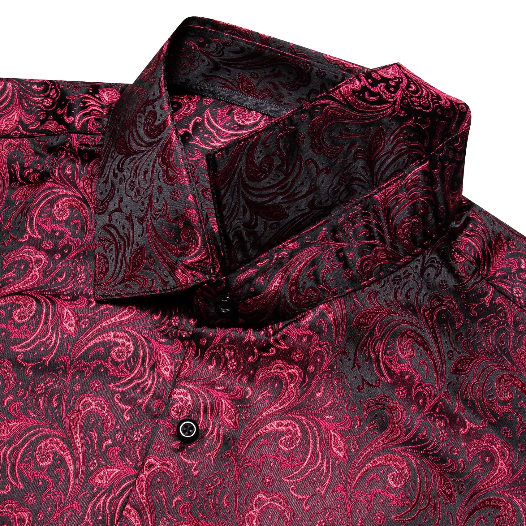 YourTies Burgundy Long Sleeve Top Jacquard Paisley Men's Dress Shirt