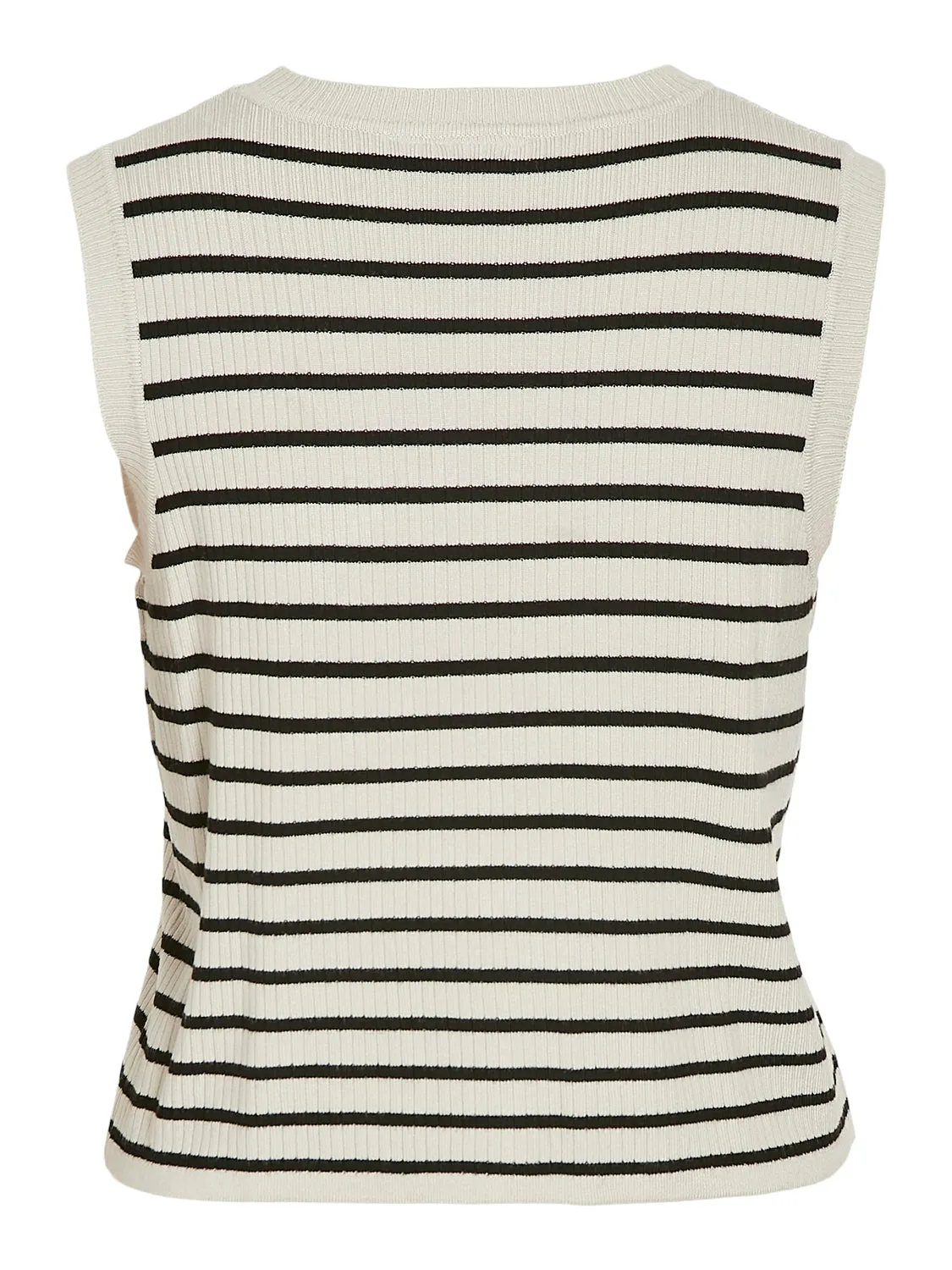 Zoe O-Neck Striped Knit Top (Birch/Black)