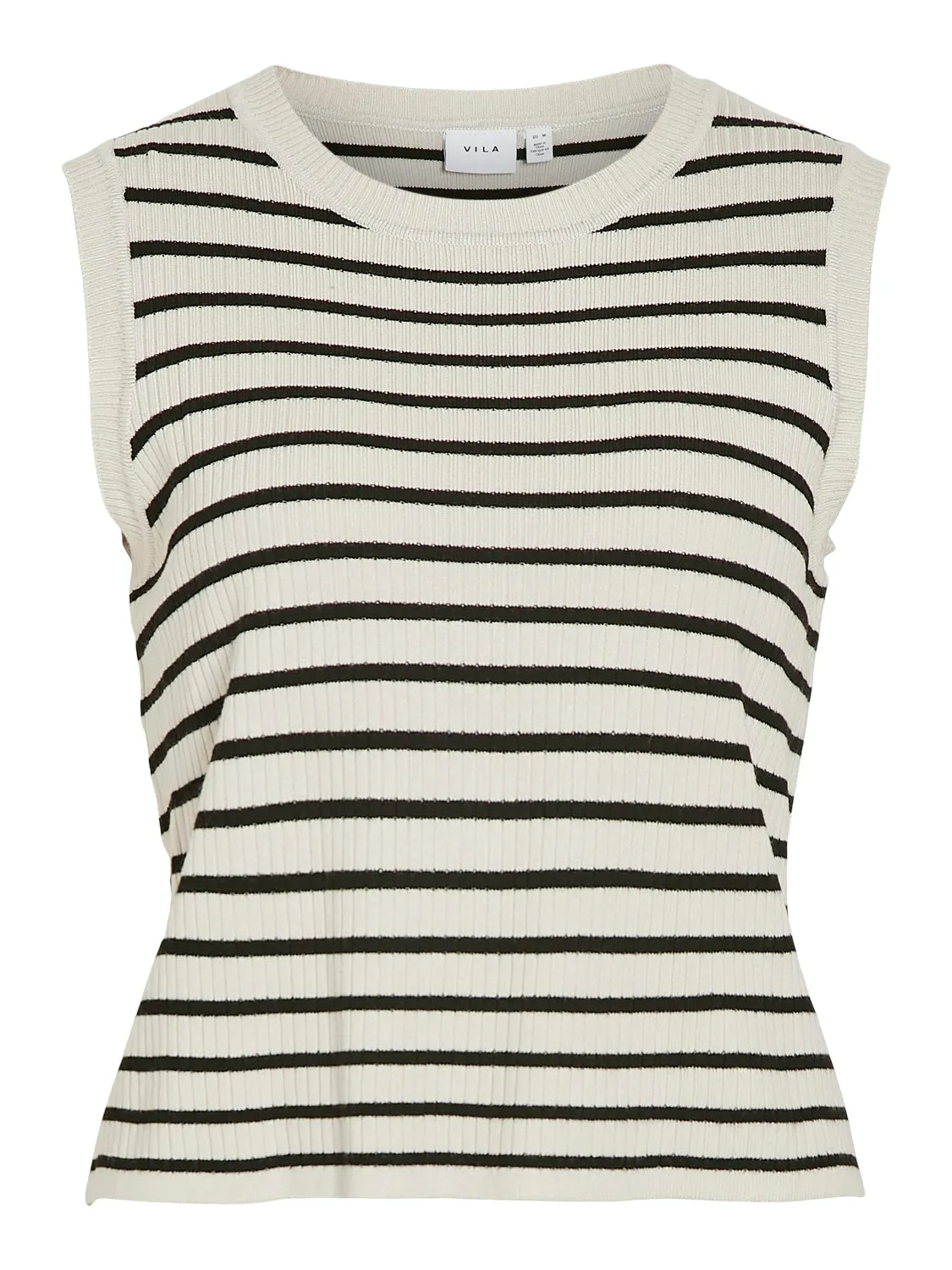 Zoe O-Neck Striped Knit Top (Birch/Black)